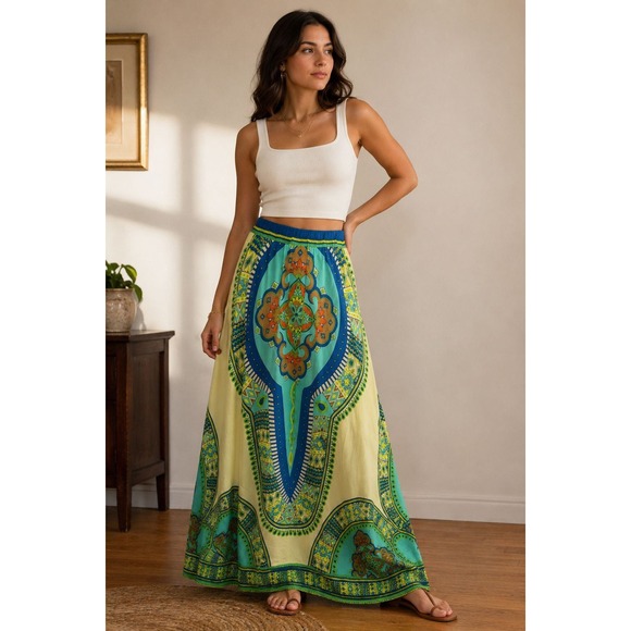 Flying Tomato Dresses & Skirts - Flying Tomato Pull-On Maxi Skirt Tribal Boho Artsy Aztec Festival Medium